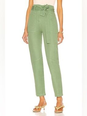 NWOT A.L.C. Cobin Paperbag Waist High Rise Belted Pants Fern Green Twill Women 8